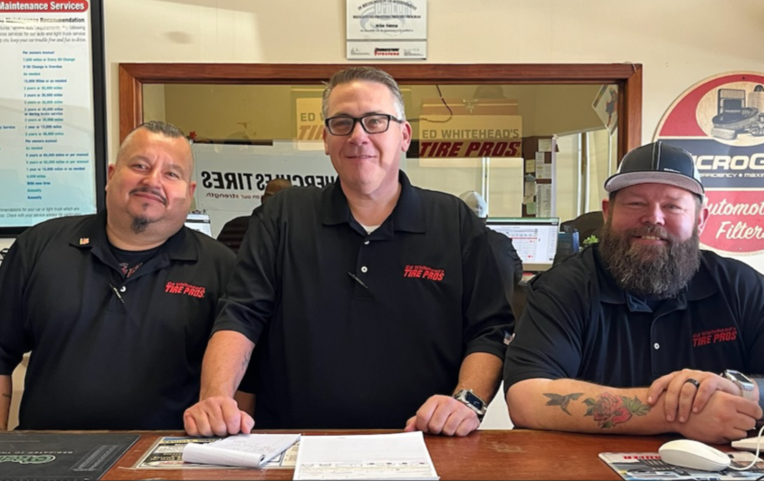 Ed Whitehead's Tire Pros team at the counter Ed Whitehead's Tire Pros team at the counter